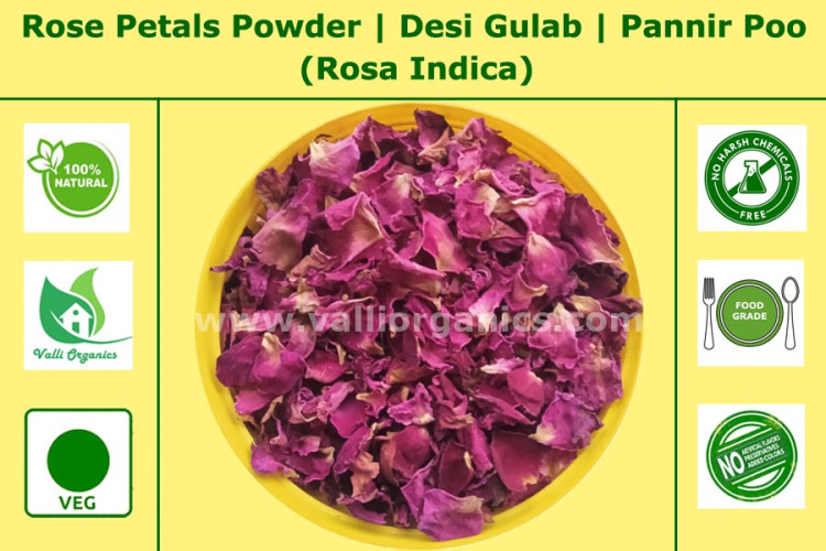 Rose Petals Powder | Desi Gulab | Pannir Poo | Gulabi Puvu | Tarana | Rosa Indica 100gm Rose Petals Powder | Desi Gulab | Pannir Poo | Gulabi Puvu | Tarana | Rosa Indica 100gm